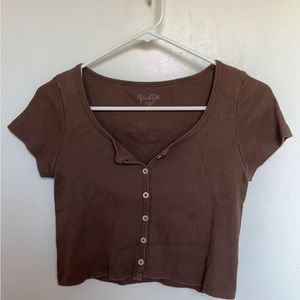 Brandy Melville brown button top